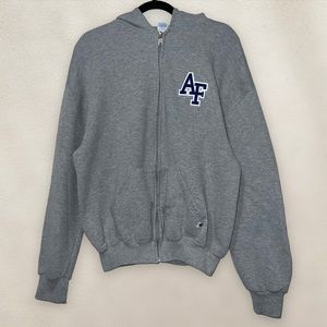 Vintage Russell Athletic Full Zip Hoodie Sweatshirt Y2k Falcons Gray Size Large